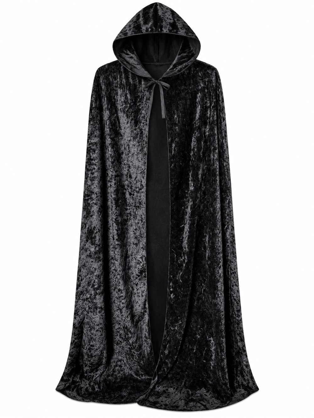 Country Silk Inc. Unisex Black Velvet Hooded Halloween Cape Costume 48”